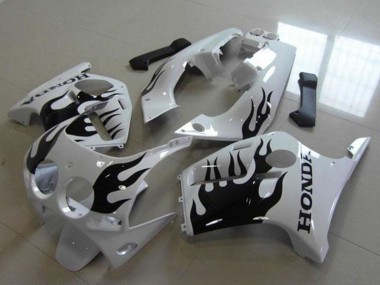 White Glossy Black Flame 1988-1989 Honda CBR250RR MC19 Motorcycle Fairings