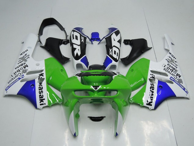 Green White Blue 1994-1997 Kawasaki ZX9R Motorcycle Fairings