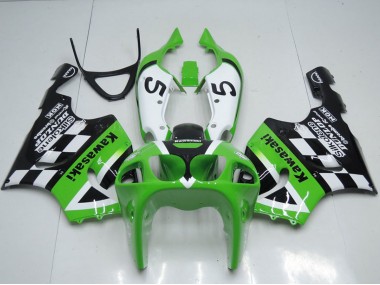 Green White Black 5 1996-2003 Kawasaki ZX7R Motorcycle Fairings