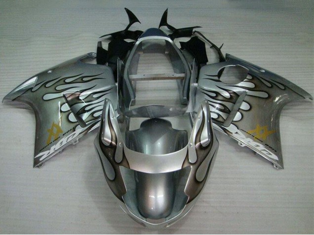 Silver Black Flame 1996-2007 Honda CBR1100XX Blackbird Motorcycle Fairing