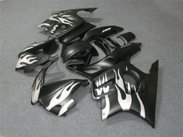 White Matte Black Flame 1995-1996 Honda CBR600 F3 Motorcycle Fairings