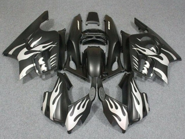 White Matte Black Flame 1995-1996 Honda CBR600 F3 Motorcycle Fairings