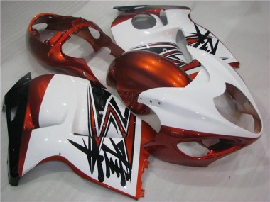 White Orange Black 1996-2007 Suzuki GSXR 1300 Hayabusa Motorcycle Fairings