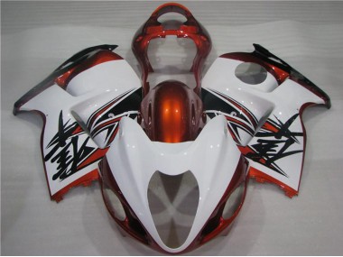 White Orange Black 1996-2007 Suzuki GSXR 1300 Hayabusa Motorcycle Fairings