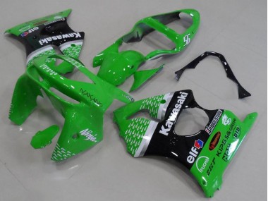 Green White Silver Glossy Black 1998-1999 Kawasaki ZX6R Motorcycle Fairings
