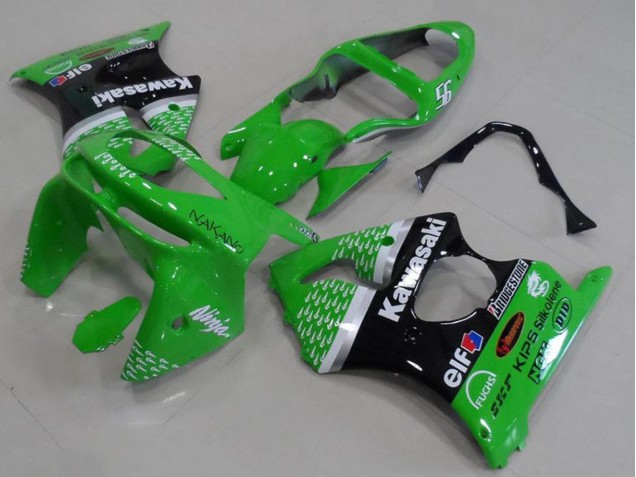 Green White Silver Glossy Black 1998-1999 Kawasaki ZX6R Motorcycle Fairings