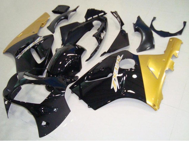 Glossy Black Gold 2000-2001 Kawasaki ZX12R Motorcycle Fairings