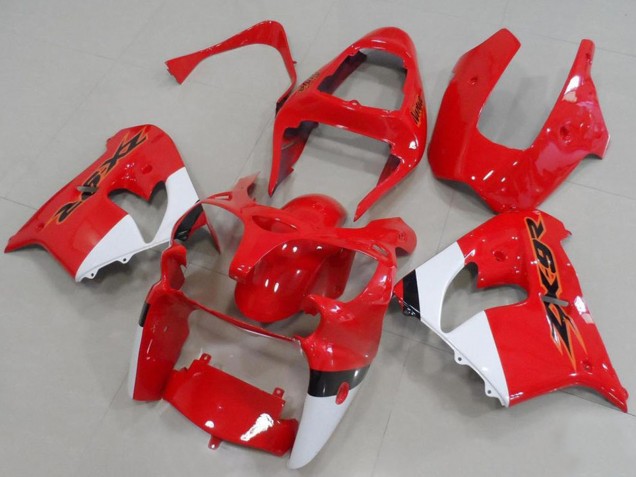 Red White 2000-2001 Kawasaki ZX9R Motorcycle Fairings