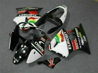 White Red Yellow Green Glossy Black Star EuroBet 2000-2002 Kawasaki ZX6R Motorcycle Fairings
