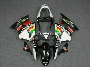 White Red Yellow Green Glossy Black Star EuroBet 2000-2002 Kawasaki ZX6R Motorcycle Fairings