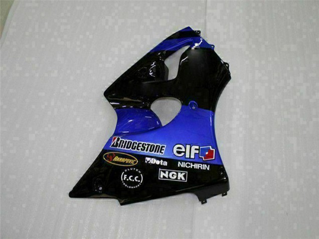 Blue Glossy Black Elf Bridgestone 2000-2002 Kawasaki ZX6R Motorcycle Fairings