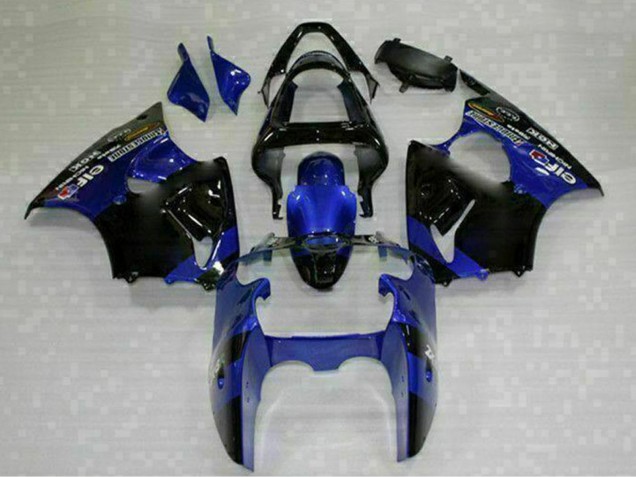Blue Glossy Black Elf Bridgestone 2000-2002 Kawasaki ZX6R Motorcycle Fairings