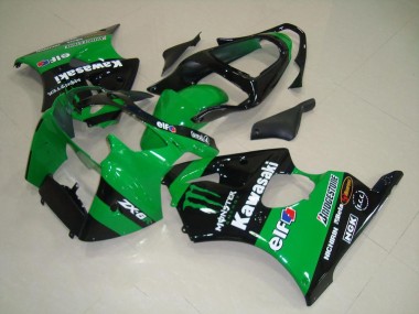 Green Glossy Black Monster 2000-2002 Kawasaki ZX6R Motorcycle Fairings