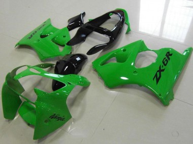 Green Glossy Black 2000-2002 Kawasaki ZX6R Motorcycle Fairing