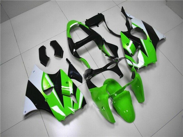Green White Black 2000-2002 Kawasaki ZX6R Motorcycle Fairing Kits
