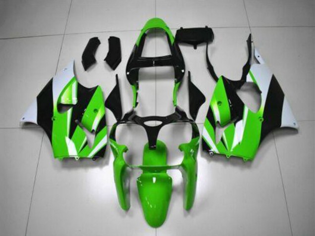 Green White Black 2000-2002 Kawasaki ZX6R Motorcycle Fairing Kits