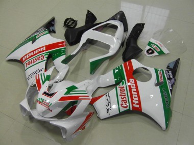 White Red Green Castrol 2001-2003 Honda CBR600 F4i Motorcycle Fairings