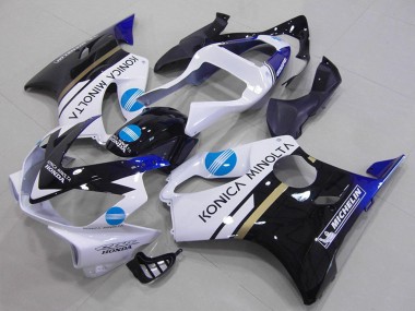 White Blue Glossy Black Konica Minolta 2001-2003 Honda CBR600 F4i Motorcycle Fairings