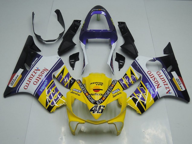 Yellow White Blue Black Red Nastro Azzurro 2001-2003 Honda CBR600 F4i Motorcycle Fairings