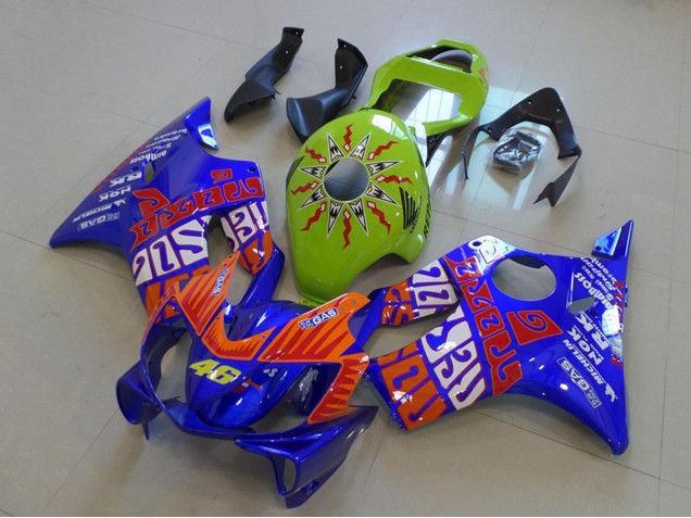 Yellow Blue Orange Rossi 46 2001-2003 Honda CBR600 F4i Motorcycle Fairings
