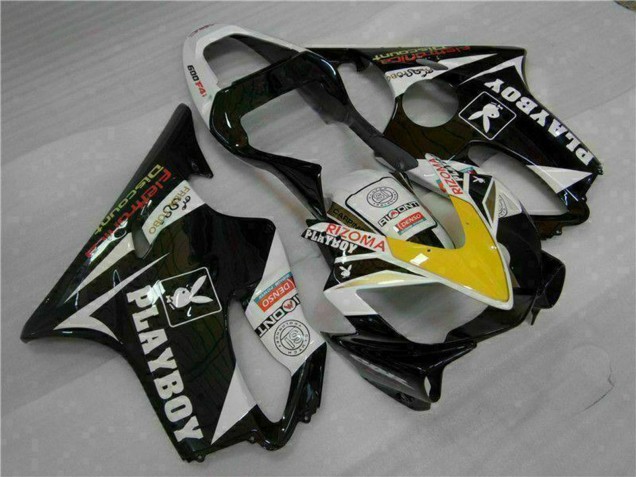 White Yellow Glossy Black Playboy 2001-2003 Honda CBR600 F4i Motorcycle Fairings
