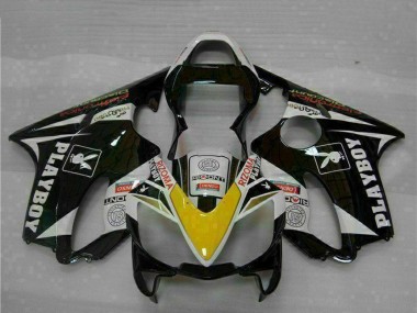 White Yellow Glossy Black Playboy 2001-2003 Honda CBR600 F4i Motorcycle Fairings