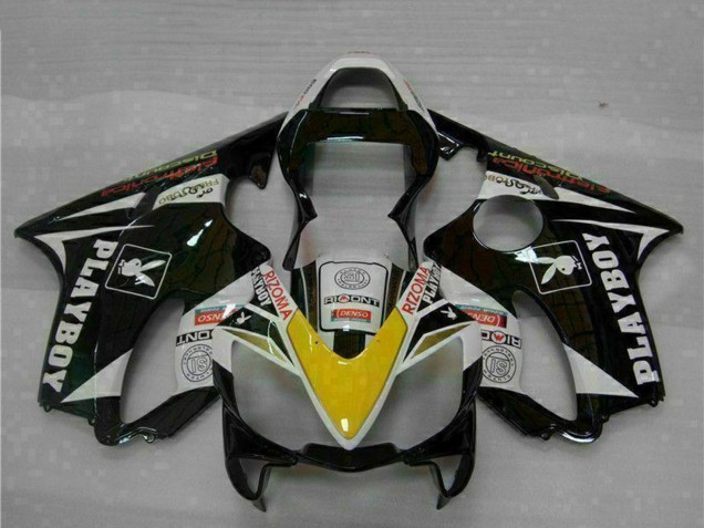 White Yellow Glossy Black Playboy 2001-2003 Honda CBR600 F4i Motorcycle Fairings