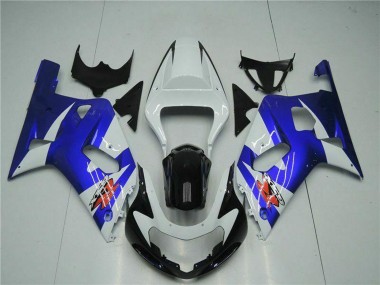 White Blue Black 2001-2003 Suzuki GSXR 600/750 Motorcycle Fairings
