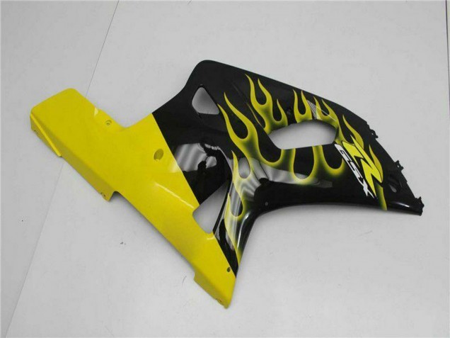 Glossy Black Yellow Flame 2001-2003 Suzuki GSXR 600/750 Motorcycle Fairings