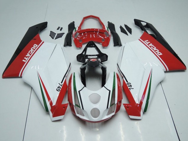 White Red Green Glossy Black 2003-2004 Ducati 749 Motorcycle Fairings