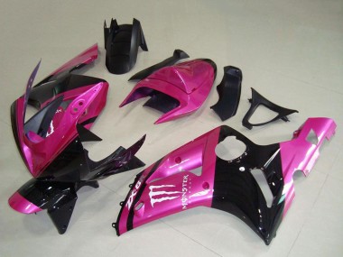 Pink Black White Monster 2003-2004 Kawasaki ZX6R Motorcycle Fairings
