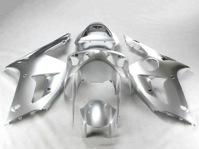 Silver 2003-2004 Kawasaki ZX6R Motorcycle Fairing Kits