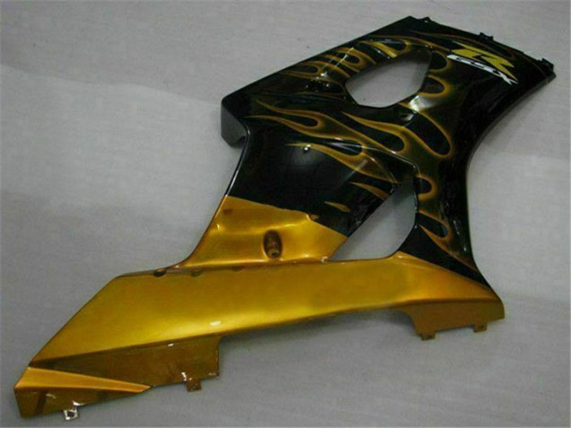 Glossy Black Gold Flame 2003-2004 Suzuki GSXR 1000 Motorcycle Fairings
