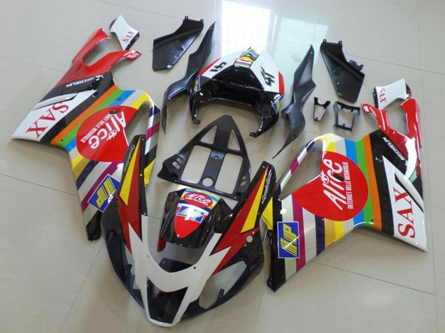 White Red Black Green Yellow Alice Sax 2003-2006 Aprilia RSV1000 Motorcycle Fairings