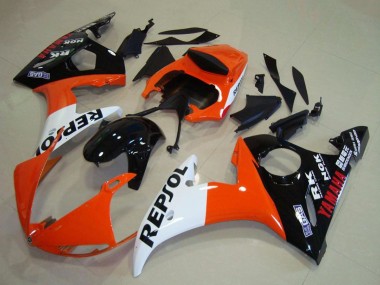 Orange White Glossy Black Repsol 2003-2004 Yamaha YZF R6 Motorcycle Fairings