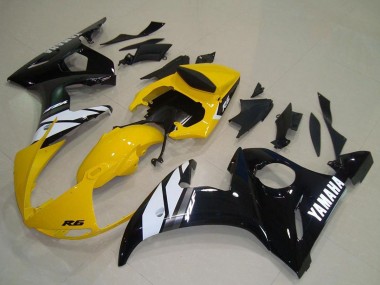 Yellow White Glossy Black 2003-2004 Yamaha YZF R6 Motorcycle Fairings