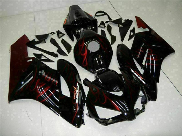 Glossy Black Red Flame 2004-2005 Honda CBR1000RR Motorcycle Fairings
