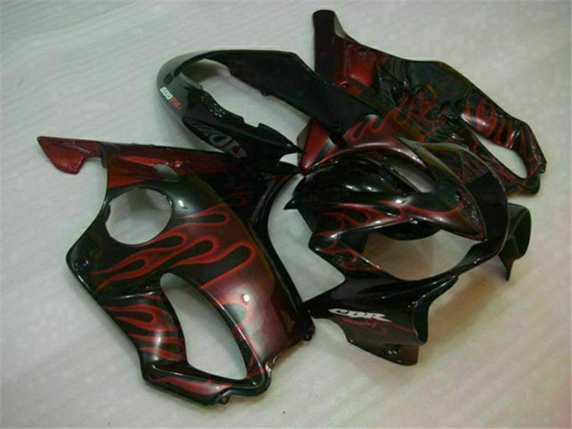 Glossy Black Red Flame 2004-2007 Honda CBR600 F4i Motorcycle Fairings