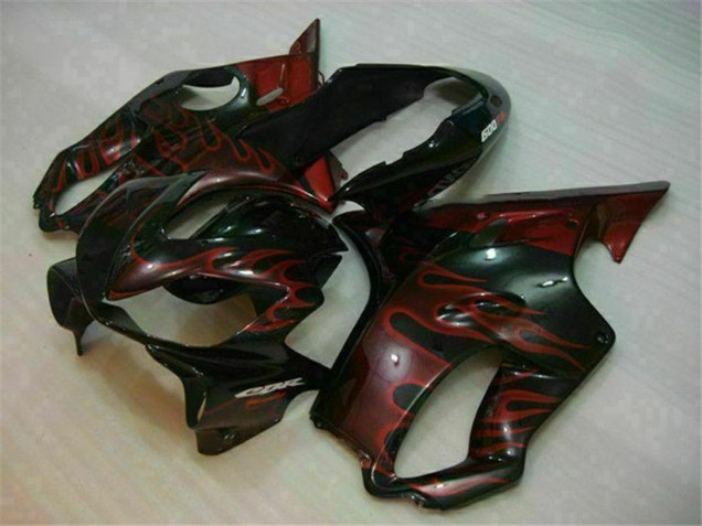 Glossy Black Red Flame 2004-2007 Honda CBR600 F4i Motorcycle Fairings