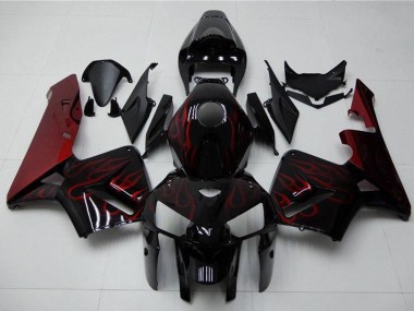 Glossy Black Red Flame 2005-2006 Honda CBR600RR Motorcycle Fairing Kits