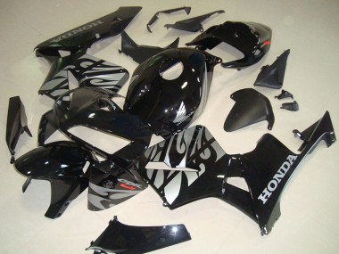 Glossy Black Silver with Flame 2005-2006 Honda CBR600RR Motorcycle Fairings