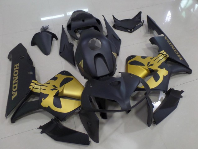 Matte Black with Gold Skull 2005-2006 Honda CBR600RR Motorcycle Fairings