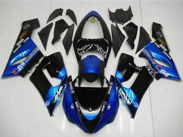 Blue Glossy Black Elf 2005-2006 Kawasaki ZX6R Motorcycle Fairings