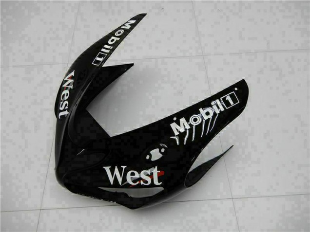 Glossy Black White West 2005-2006 Kawasaki ZX6R Motorcycle Fairings
