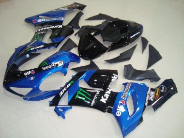 Blue Glossy Black Green Monster 2005-2006 Kawasaki ZX6R Motorcycle Fairings
