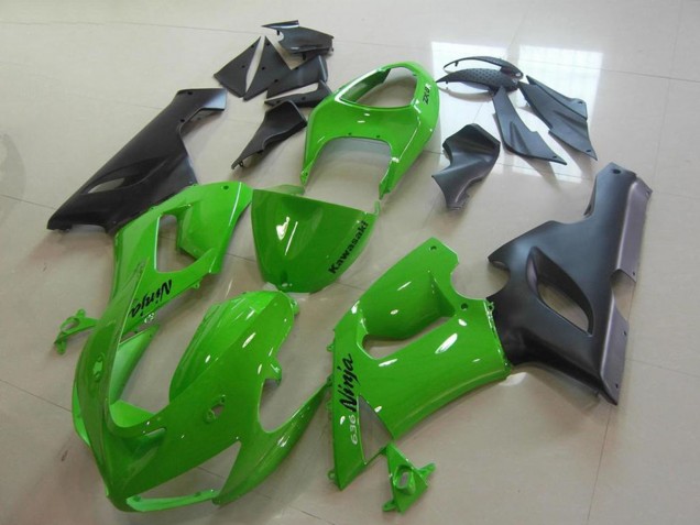 Green Matte Black 2005-2006 Kawasaki ZX6R Motorcycle Fairings