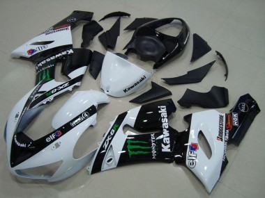 White Glossy Black Green Monster 2005-2006 Kawasaki ZX6R Motorcycle Fairings