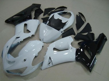 White Black 2005-2006 Kawasaki ZX6R Motorcycle Fairing