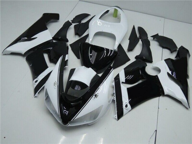 White Glossy Black 2005-2006 Kawasaki ZX6R Motorcycle Fairings