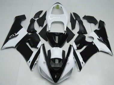White Glossy Black 2005-2006 Kawasaki ZX6R Motorcycle Fairings
